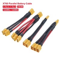 XT60 Parallel Battery Plug 12AWG/14AWG Male/Female 1to2/1to3 Cable Dual Extension 10CM Silicone Wire 10CM for RC Battery Motor