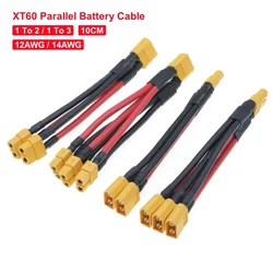 XT60 Parallel Battery Plug 12AWG/14AWG Male/Female 1to2/1to3 Cable Dual Extension 10CM Silicone Wire 10CM for RC Battery Motor