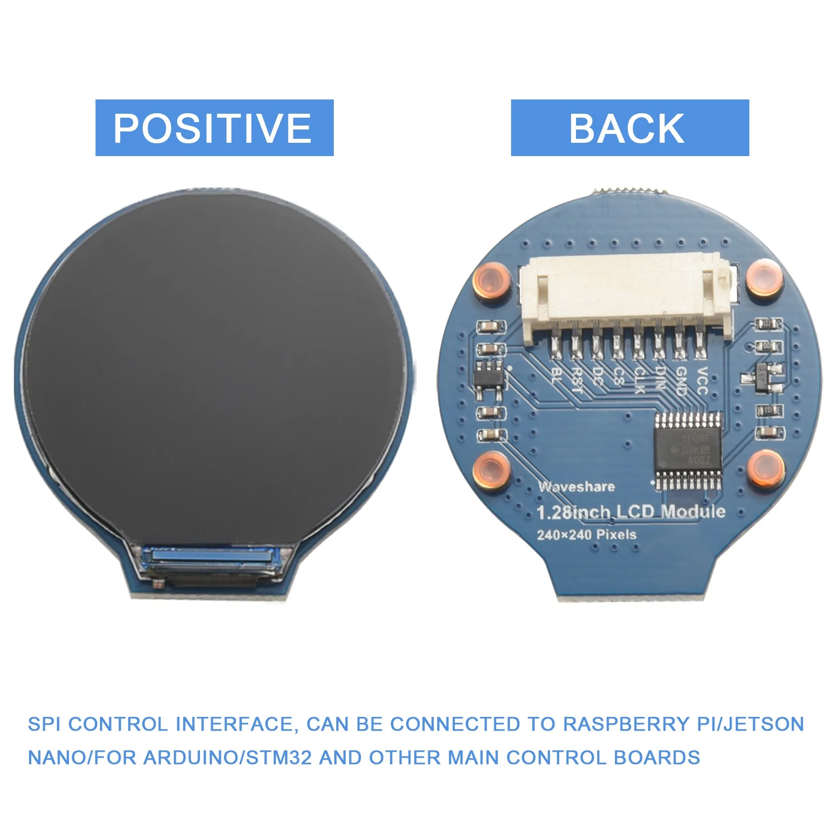 1.28Inch Ronde Display Lcd-Scherm Module Gc9a01 Spi Communicatie Rgb 65K Kleur Ondersteuning Voor Framboos