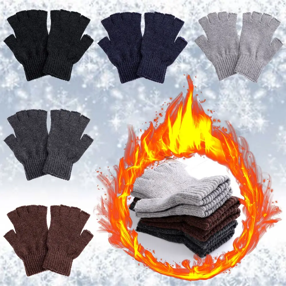 Basic Winter Warm Cashmere Typing/Texting Gloves Half Finger Gloves Fingerless Gloves Wool  Knitted