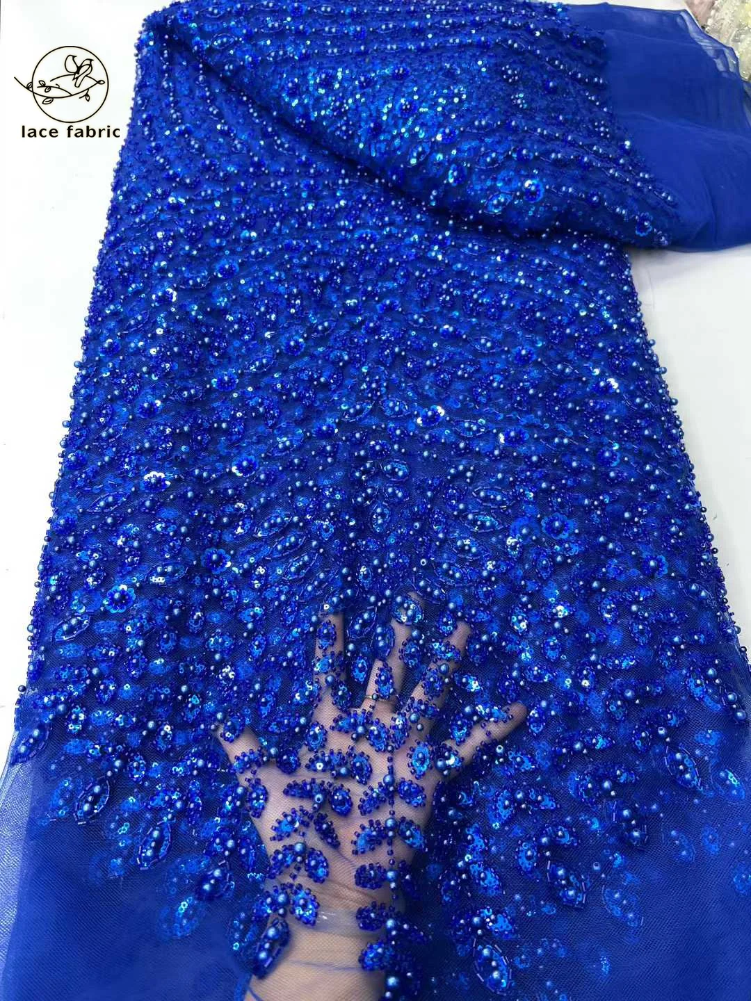 Red African Beaded Lace Fabric 2026 High-Quality Lace Nigerian French Sequined Mesh Lace Fabric Ideal for Wedding Party Dresses