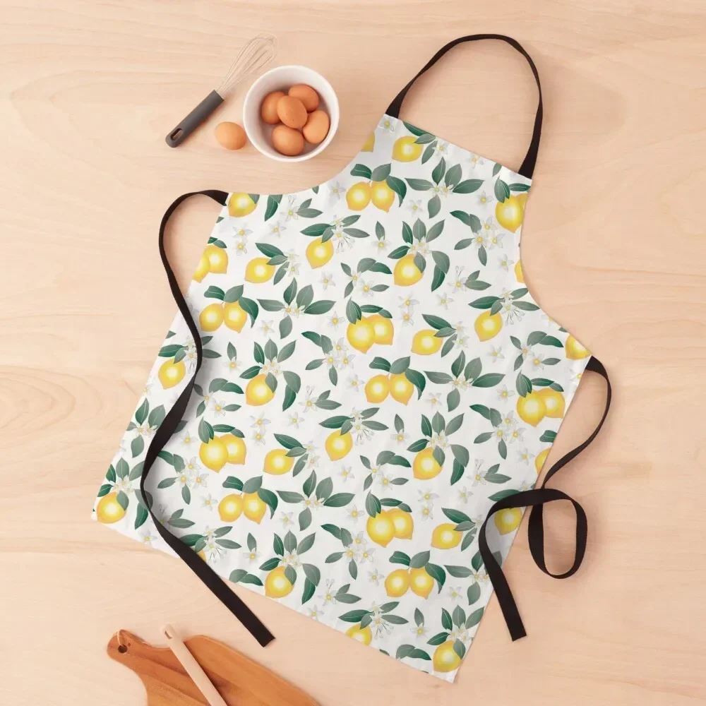 

Lemons on White Apron Chef Uniform Woman Kitchen Kawaii Accessories Things For Home And Kitchen Cute Kitchen Apron