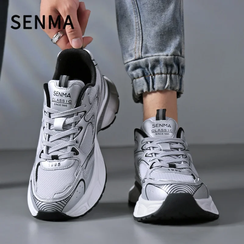 SENMA Men Breathable Casual Shoes Thick Soled Sports Shoes Men's Soft Sole Light Comfort Running Shoes Male Sneaker Big Size