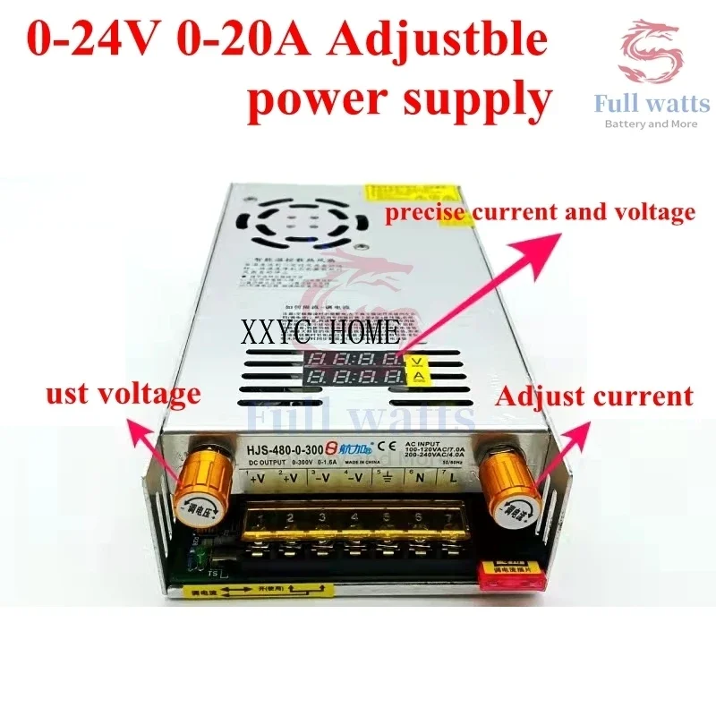 

0-24V 0-20A Current Voltage Adjustable switching Power Supply 480W digital display 14.8v 2.8v 4.2v 10A 20A 15A 12A Power Adapter