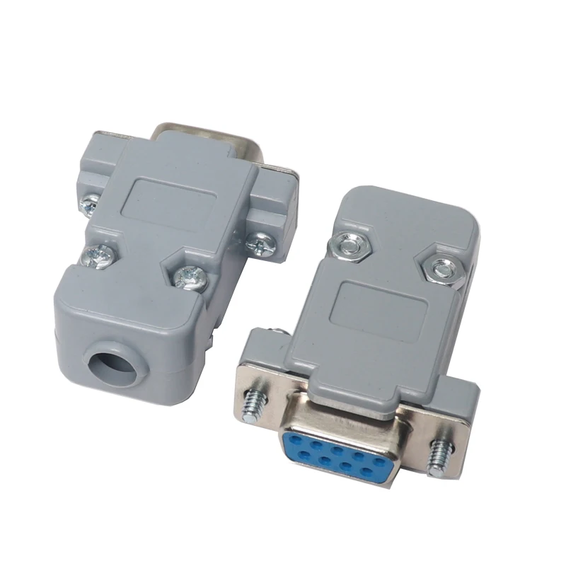 【5-2PCS】RS232 Serial Port Connector DB9 Female Socket Plug Connector 9 Pin Copper RS232 COM Adapter With Plastic Case DIY