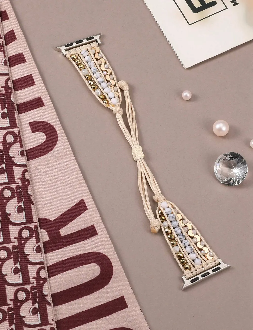 TOYOUTHS Boho Natural Bead Band for Apple Watch 41mm 40mm 38mm Women Adjustable Wrap Bracelet for iwatch Series 8 7 SE 6 5 4 3 2