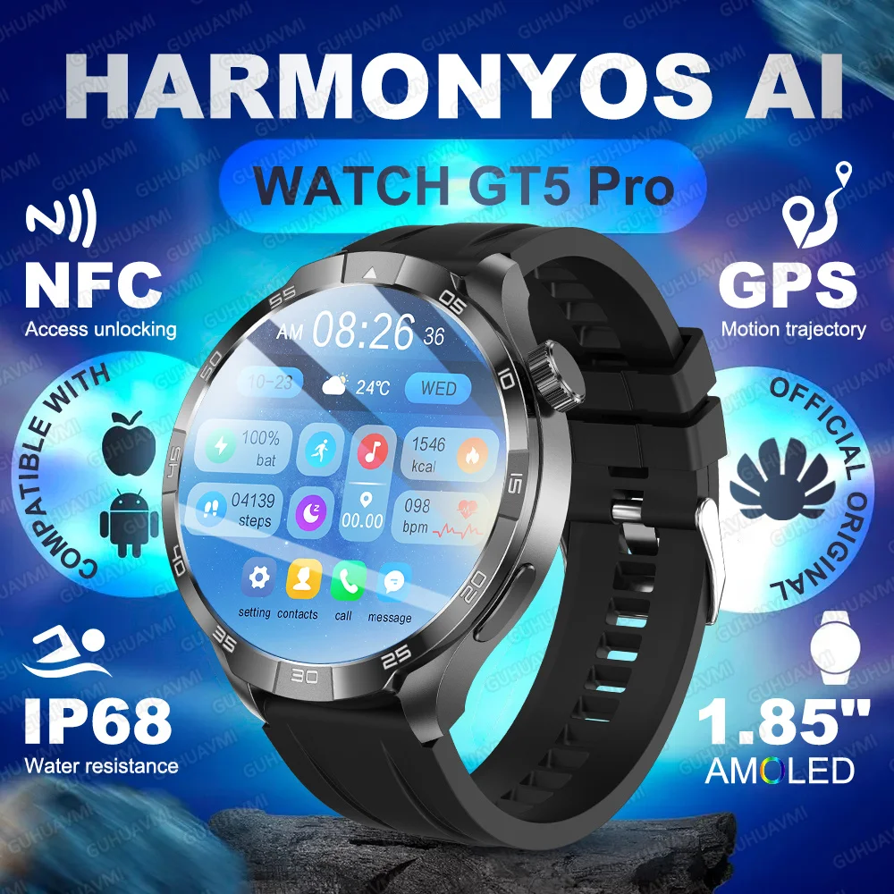 

New Original WATCH 5 Pro Series Smart Watch NFC GPS Tracker IP68 Waterproof 1.85 inch AMOLED Screen Bluetooth Call Health Watch