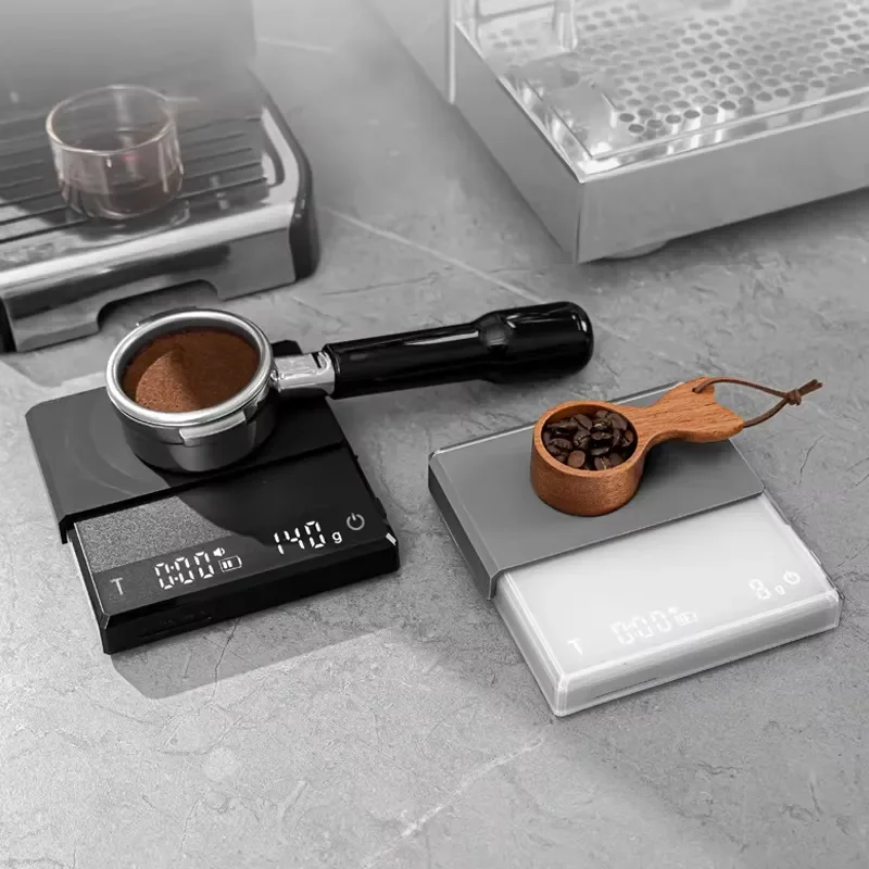 for  Digital Coffee Scale with Timer LED Display 2KG Capacity French Press Ratio Black White Simple Design Mini Size