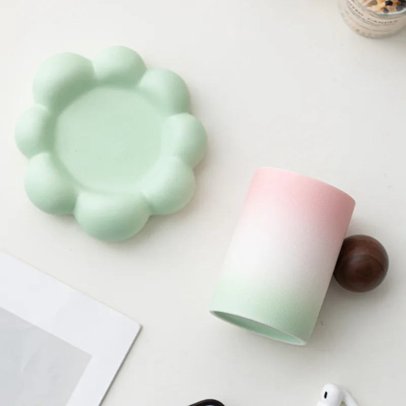 كوب سحابة من السيراميك للتغيير التدريجي للنساء مع كوب قهوة كوستر كوب للشرب كوب قهوة #4