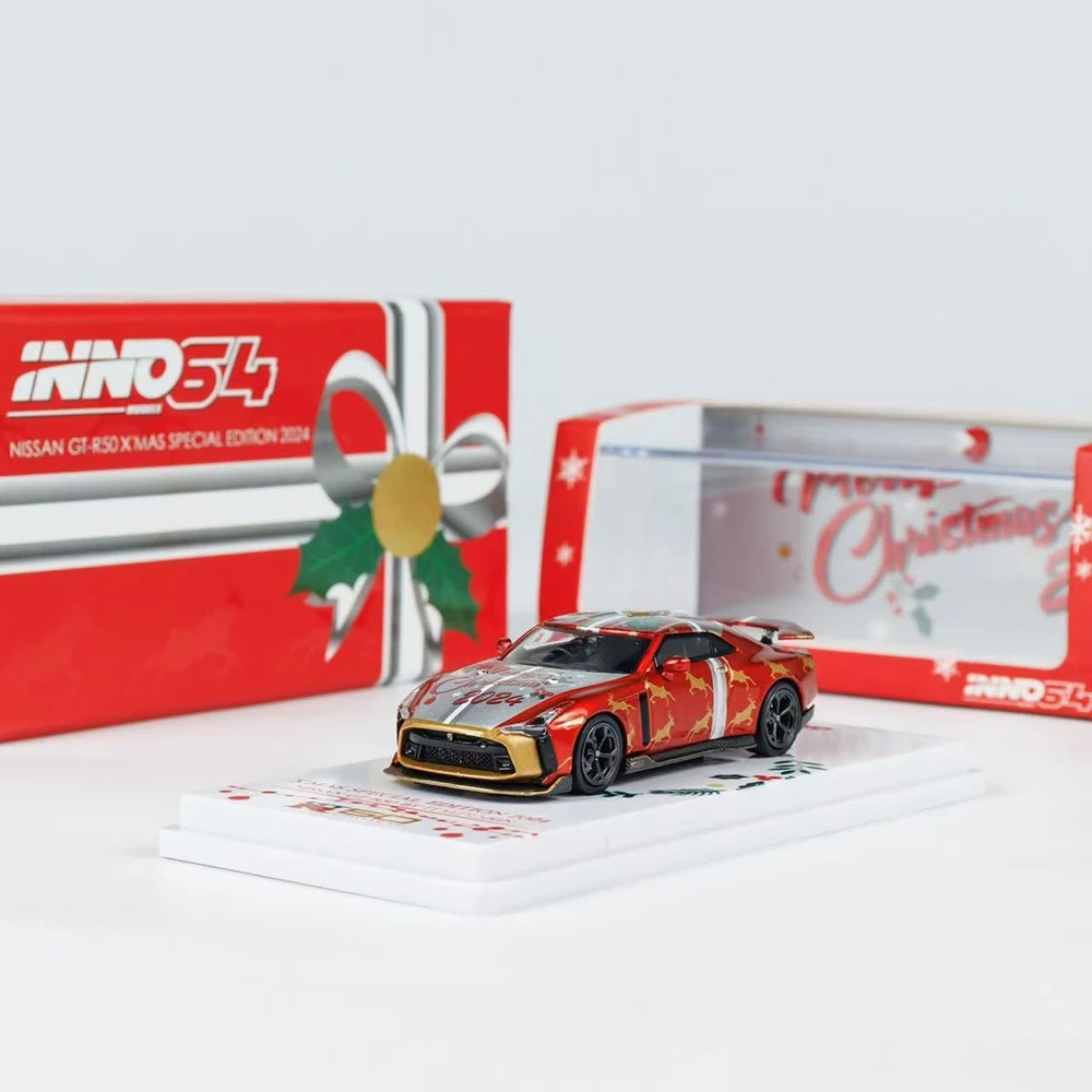 INNO 1:64 Nissan GTR50 Ferrari F40 2023 Sunshine Pickup Doll Alloy Diecast Car Model Christmas Edition Series Collection Gift