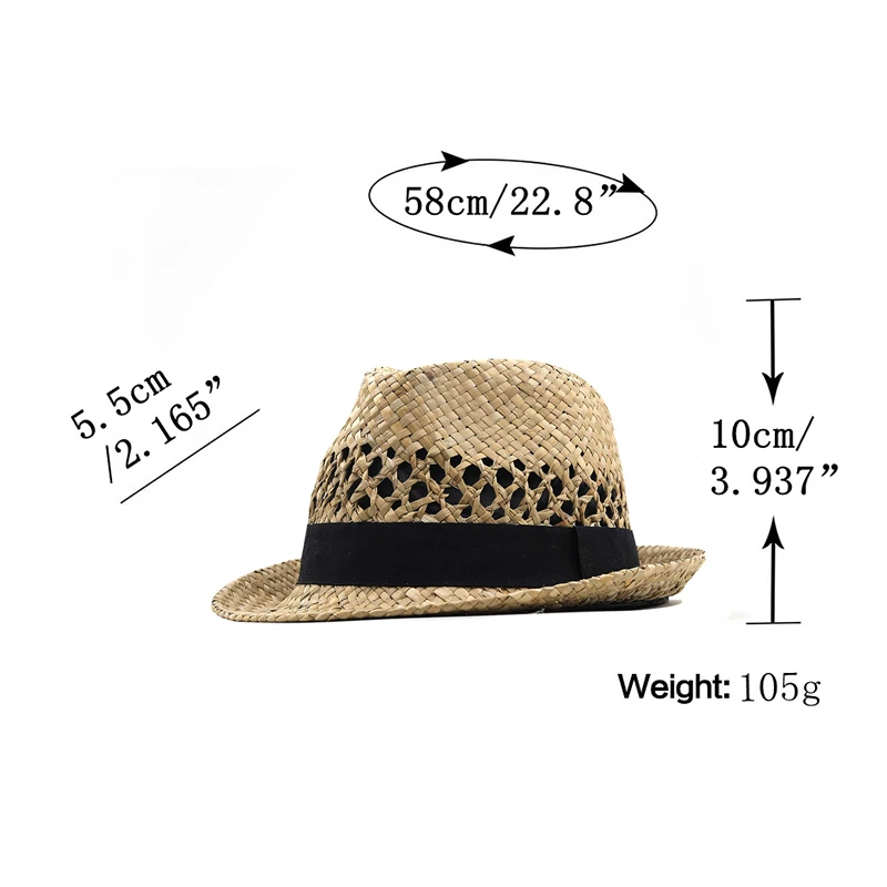 Handmade Summer men Fedora Hats for Women Straw Sun Hats summer Visor Cap Solid Jazz Hat Beach cap Sombrero Panama Gorras