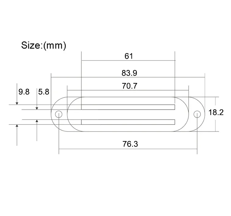 Tampa de plástico para pickup de guitarra elétrica de trilho duplo, 2 peças, 82x18.5mm, 10 cores para escolher