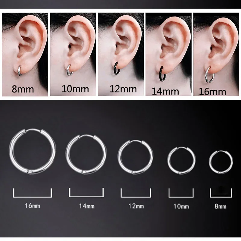 5 pair Women/Man Stainless Steel Small Hoops Earring Piercing Ear Cartilage Tragus Simple Thin Circle Anti-allergic Ear Buckle image 4
