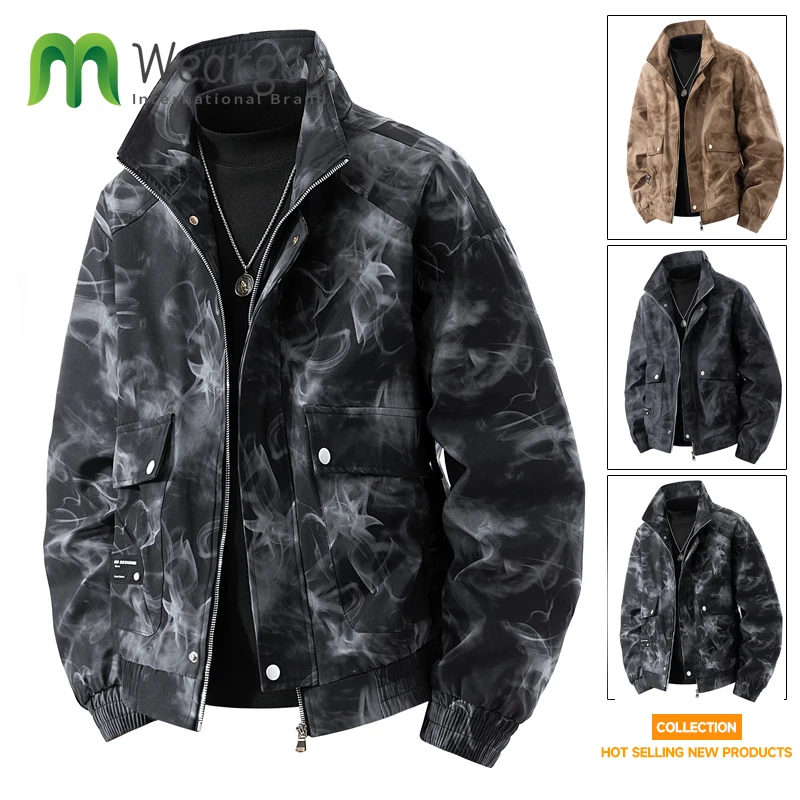 

Large Size M-8XL Men's Jacket with Lapel Graffiti Fantasy Colorful Flow Gold Personalized Print Loose Coat for Men 8812