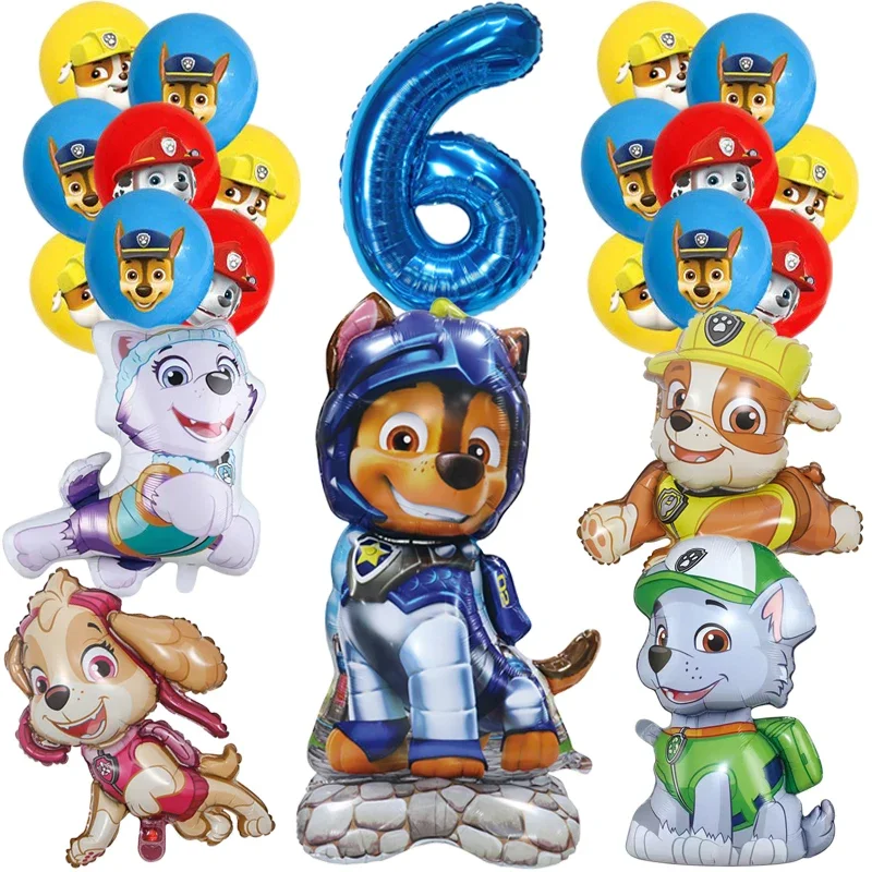 Juego de globos de papel de aluminio con dibujos animados de la patrulla canina, Decoración de cumpleaños, bonitos juguetes para niños, Chase Skye,