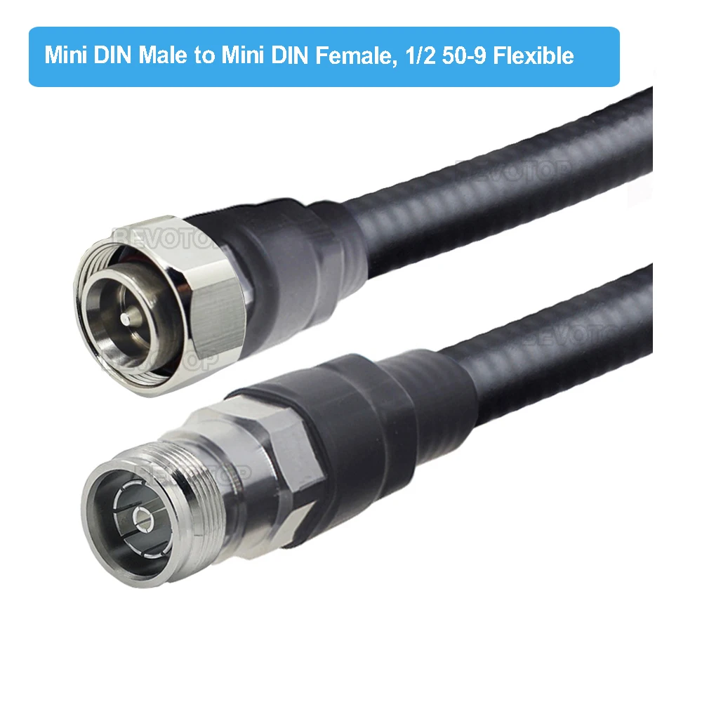 4.3-10 Mini DIN Male to Mini DIN Female Connectors 50-9 Feeder 1/2 Super Flexible Cable RF Coaxial Jumper Pigtail Extension Cord