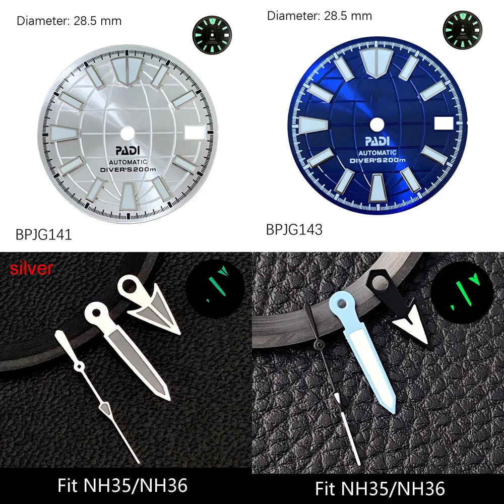 28.5mm NH35 S Logo Dial Tiffa Blue Black Darth Vader Dial for NH35/NH36 Movement PADI S Dial SRPG21K1 Modification Parts