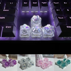 Gry podświetlany Keycap łapa kota śliczne DIY Key Cap dla klawiatury mechaniczne spersonalizowane przezroczyste Crystal Keycap Cherry MX Axis