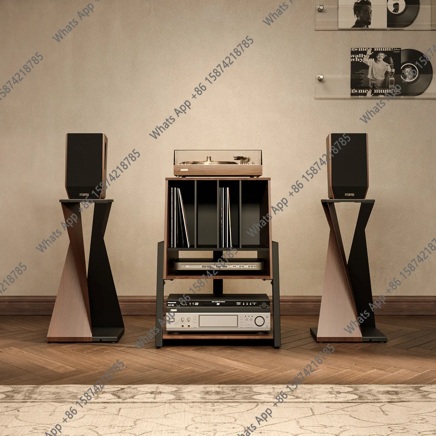 Art Speaker Stand Surround Sound Stand Home Audio Metal Tripod Floor Shelf