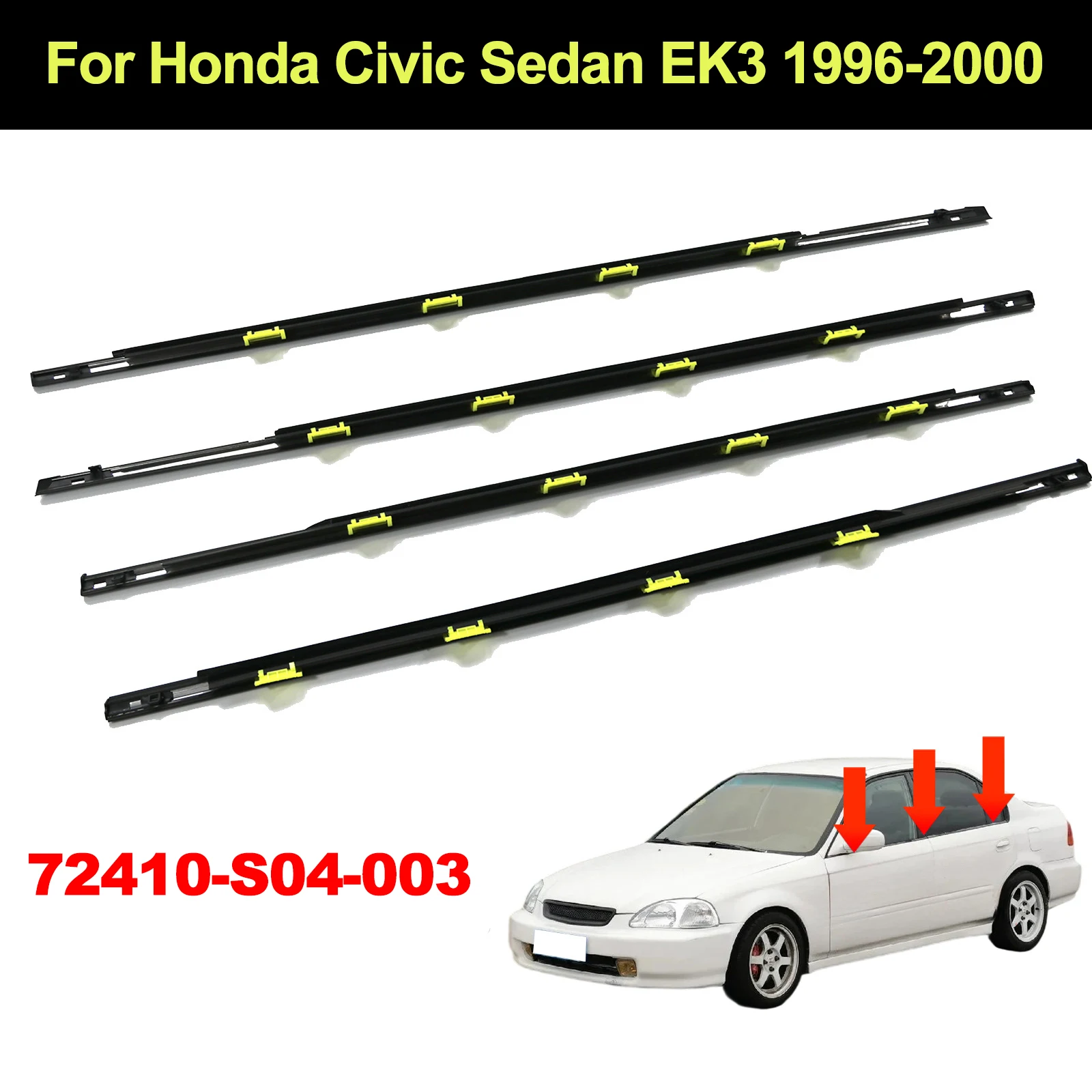 Auto Window Weather Strip Accessories Waterproof Pressure Strip Sealing Strip For Honda Civic Sedan EK3 1996-2000 72410-S04-003 view 6