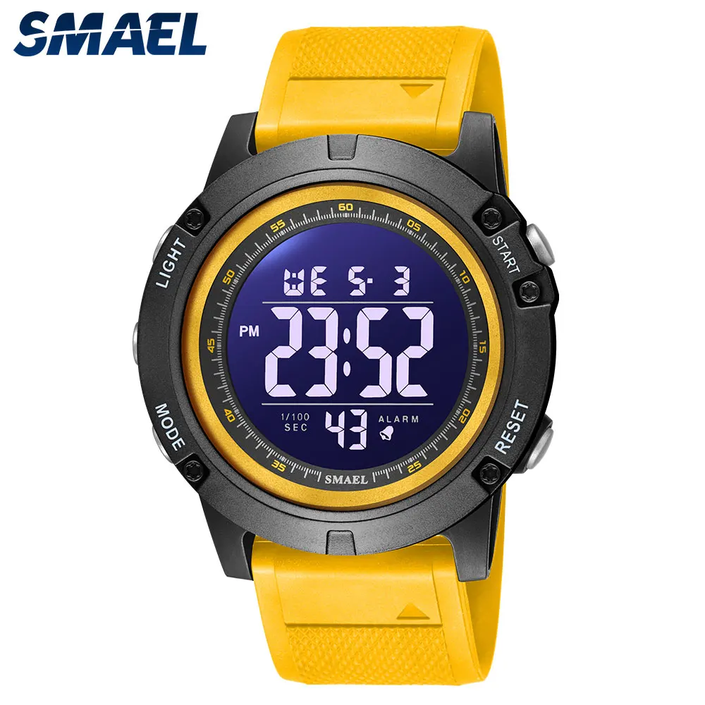 SMAEL Fashion Orange Men's Watch Waterproof 50M Luminous Mulit-Function Alarm Electronic Clock Sport Digital Wristwatches 1902