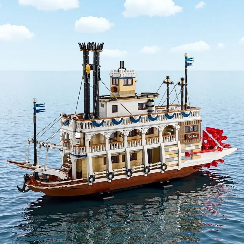 

Креативные строительные блоки в виде реки, пароплава, модель паровоз, транспорт, сборка кирпичей, игрушки, подарок для детей, взрослых, подарок для мальчиков