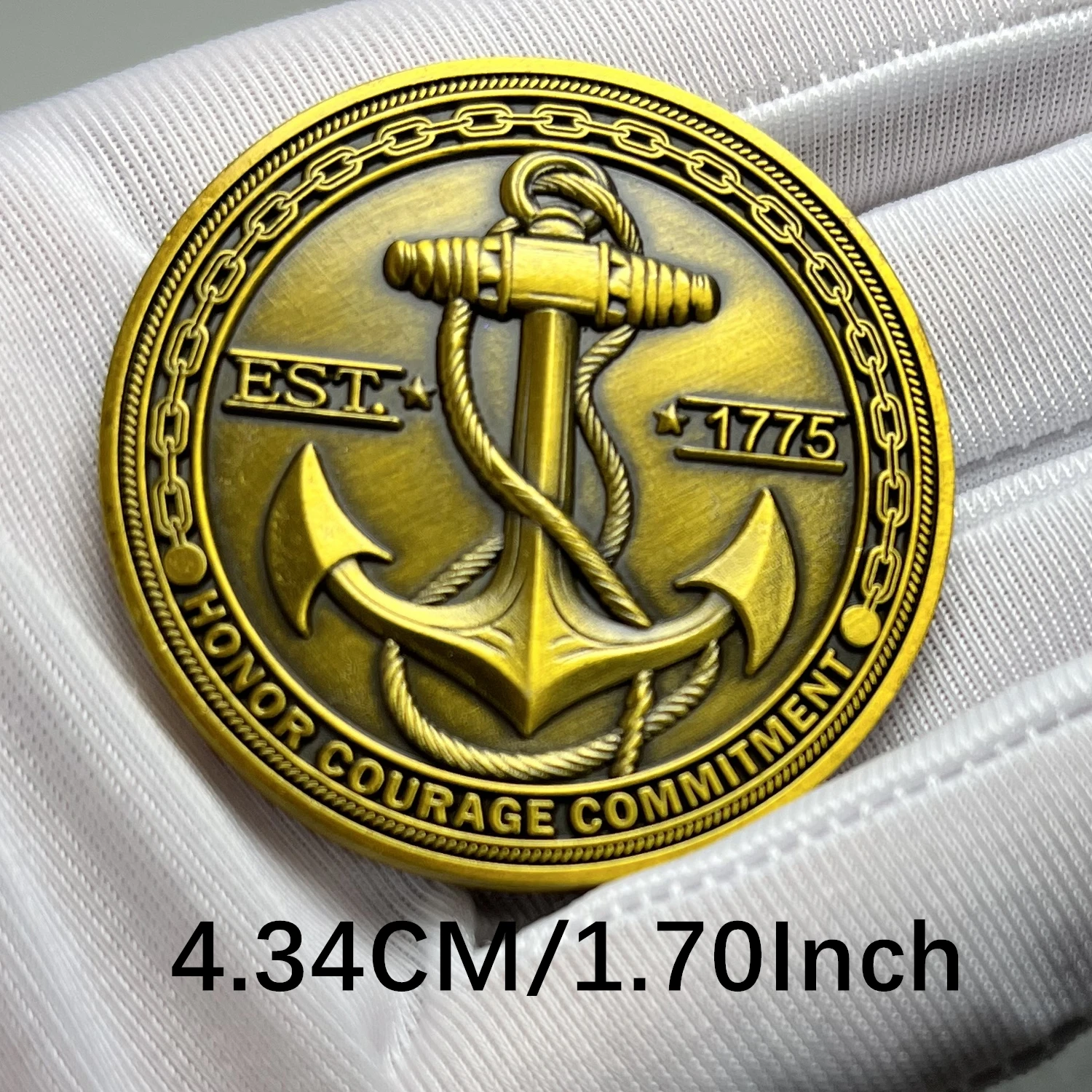 Moeda de desafio de 1,70" da Marinha Sailor - Dupla Face, Coragem e compromisso de Honra com Sailor's Creed - Veteranos de colecionador