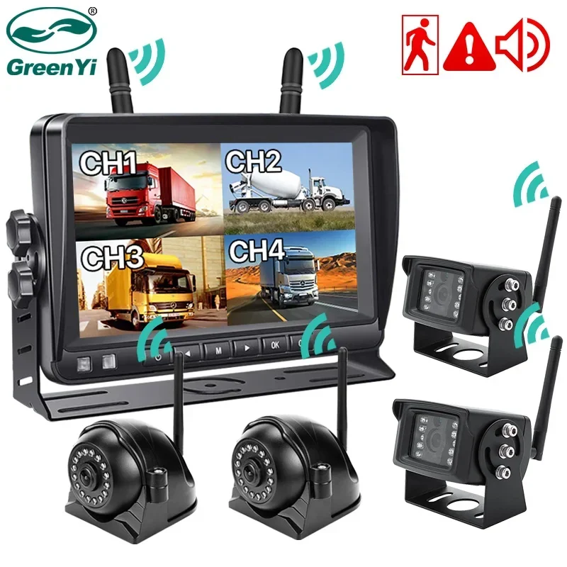 GreenYi Беспроводной AHD 7-дюймовый видеорегистратор 1080P Высокое разрешение Ночное видение Реверсивный резервный рекордер Wi-Fi Камера для автобуса Авто Грузовик