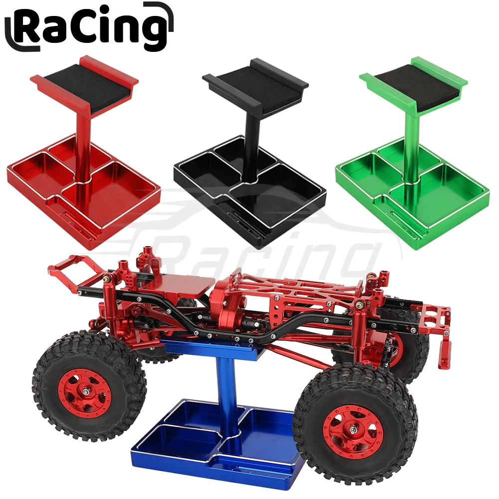 Metal Work Stand Repair Station Display Platform with Screws Holder for 1/18 1/24 RC Car TRX4M SCX24 AX24 FCX24