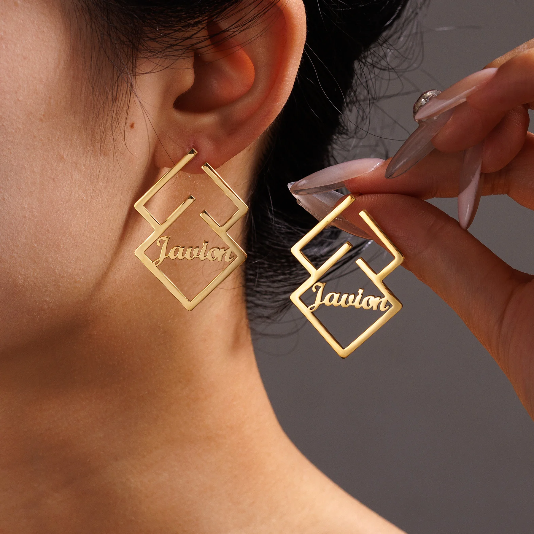

Personalized Custom Name Earring for Women Stainless Steel Customized Star Heart Crown Name Stud Earring Christmas Jewelry Gift