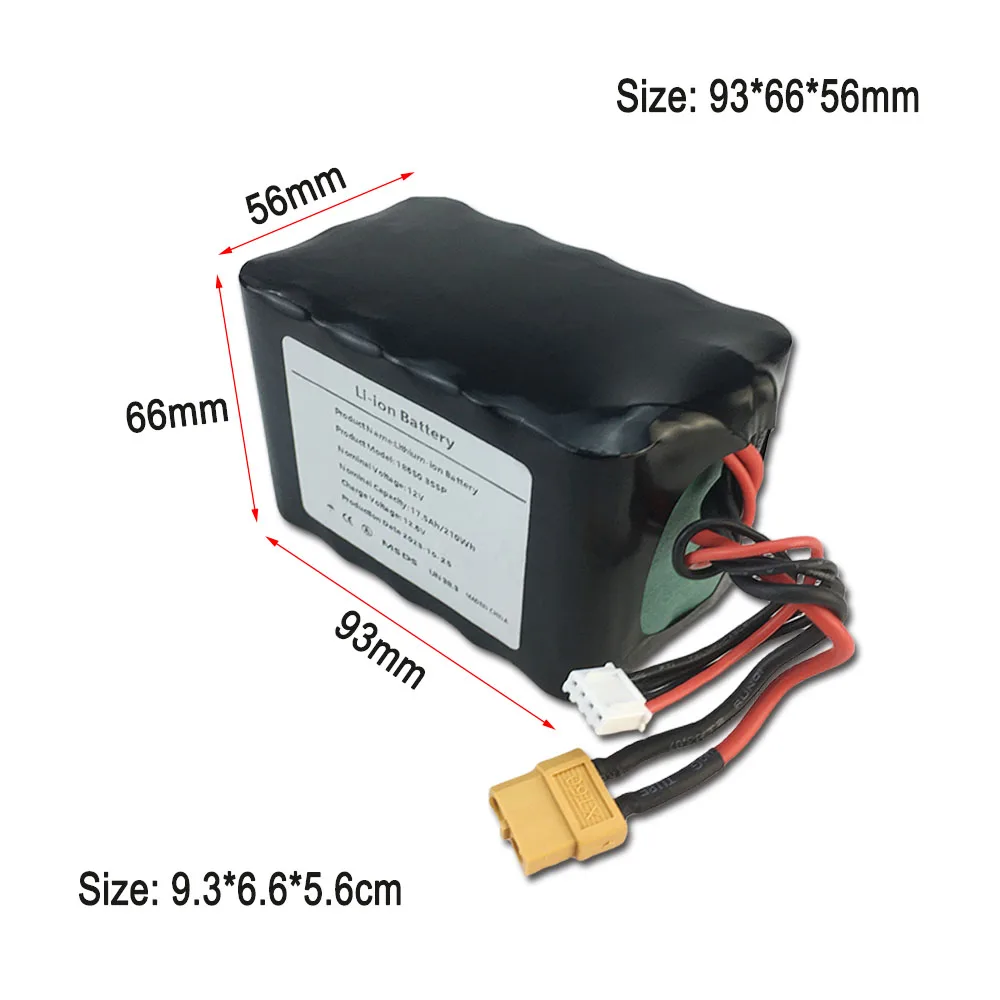 3S5P 12V 17.5Ah 12.6V High Capacity UAV Rechargeable Li-ion Battery for Various RC Airplane Quadrotor XH2.54-4P XT60