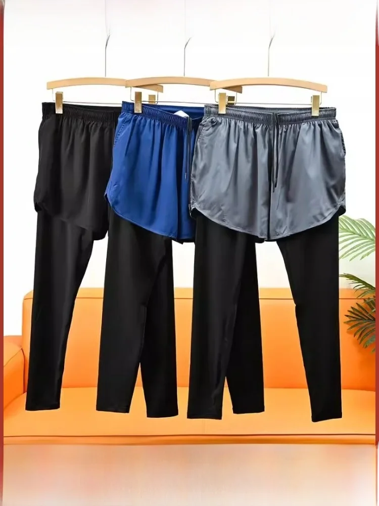 

Новые американские уличные брюки «два в одном» Qui Dry, эластичные дышащие мужские спортивные повседневные брюки для бега, осенний сезон