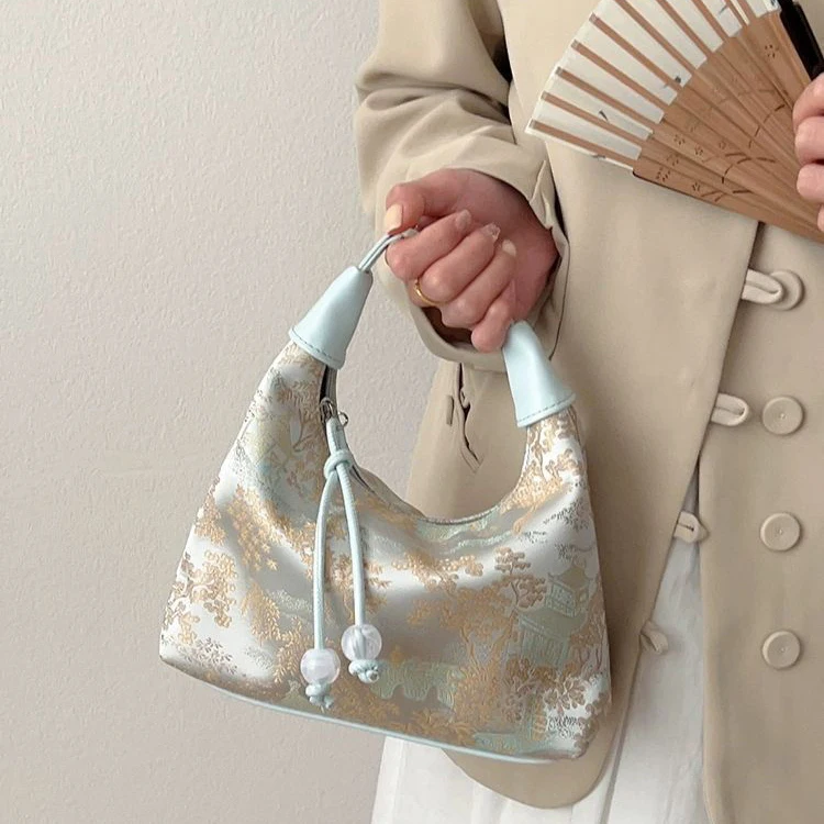 الاتجاه حمل حقيبة عادية مطرزة النمط الصيني حقيبة يد المحافظ Hanfu التطريز حقيبة يد سستة حقيبة كروسبودي شيونغسام حقيبة الطرف