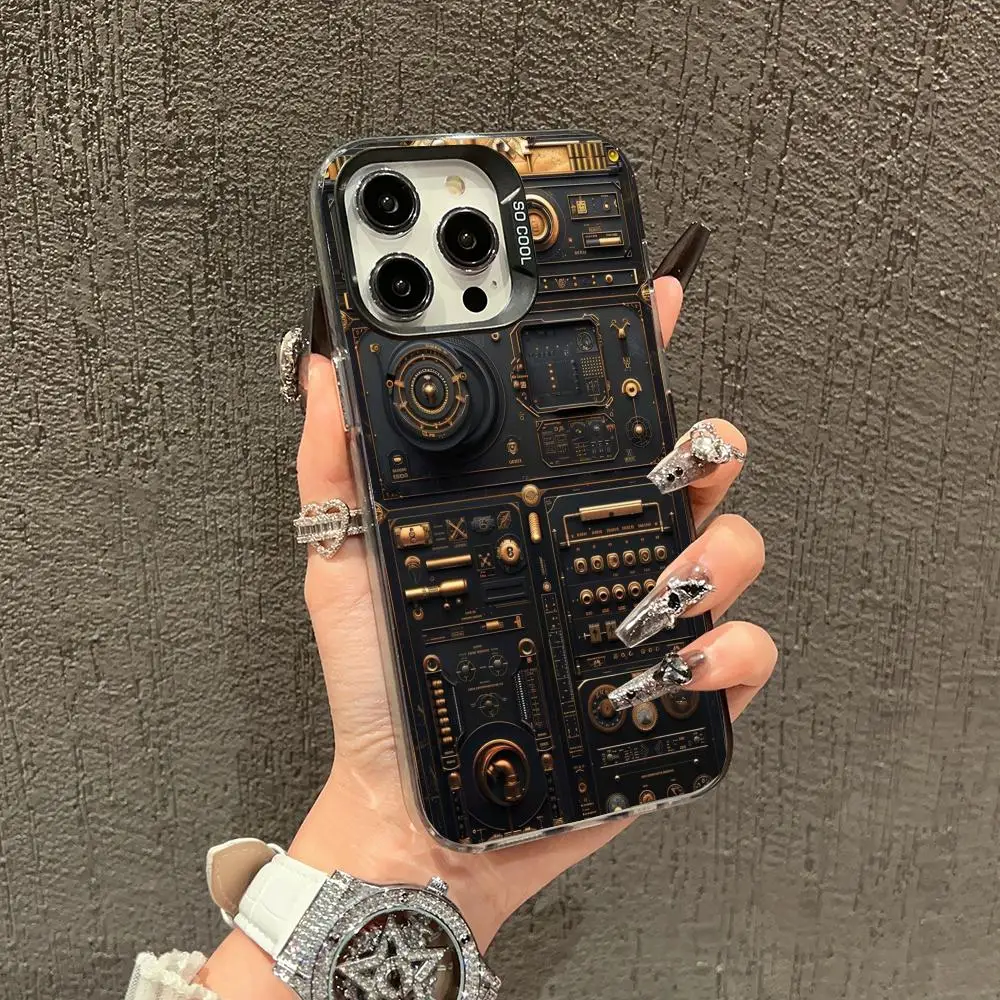 

Retro mechanical equipment case for iPhone 16 15 14 13 12 11 Pro/ Max/Plus shock-proof rear cover anti-fingerprint