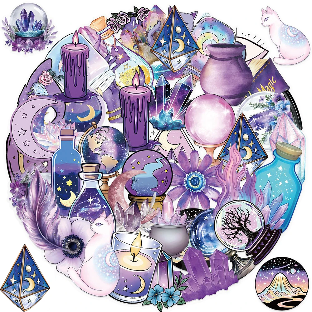 10/30/50pcs Transparent Retro Magic Witch Aesthetic Stickers Waterproof Graffiti Phone Luggage Cool Gothic Decals Pack