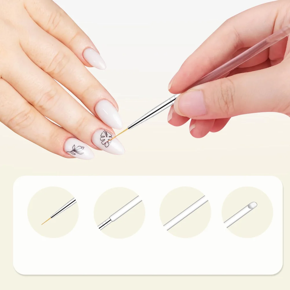 

5/7/9/11/13mm Nail Art Drawing Brushes Acrylic Handle French Stripe Thin Line Drawing Painting Pen 1PC New Fashion