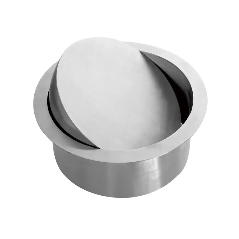 

304 Stainless Steel Trash Can Flush Recessed Built-in Balance Litter Bins Swing Round Flap Lid Cover Dustbin Kitchen Desktop Bin