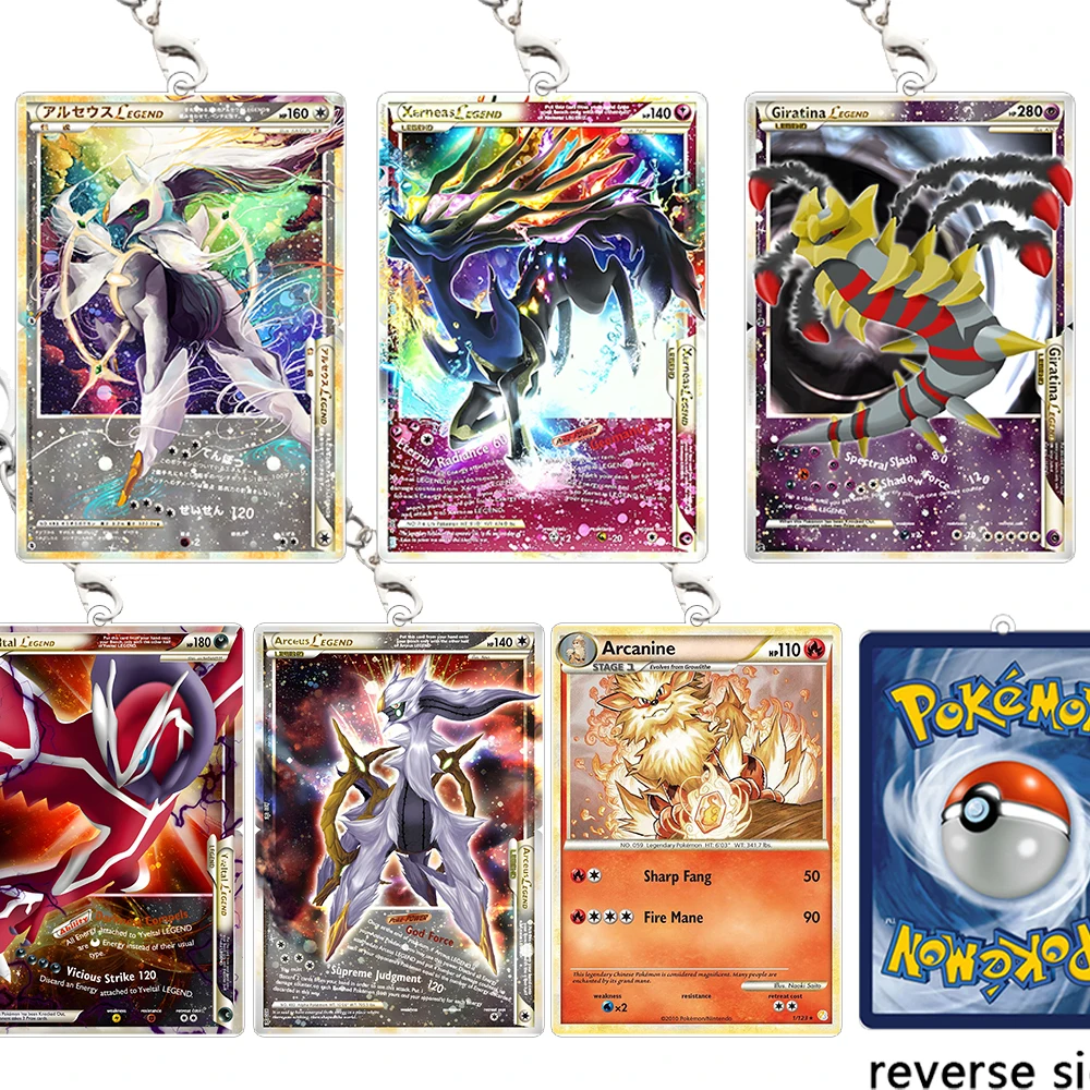 

PTCG LEGEND Acrylic Keychain HeartGold SoulSilver Yveltal Arceus Card Keyring Bag Pendant Arceus Decor Giratina Birthday Gift