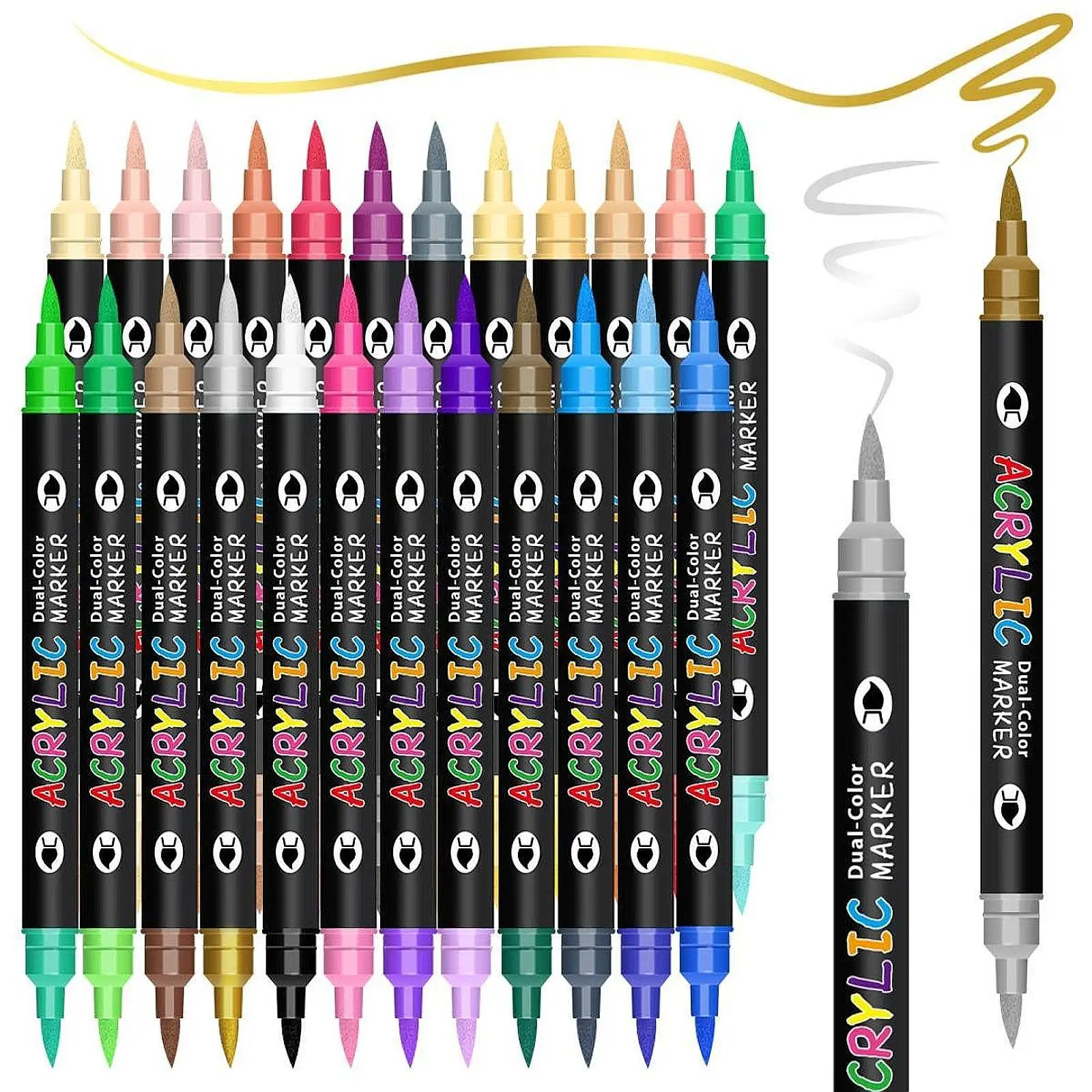

24 Pieces Acrylic Paint Markers Marking Pens for Pottery Metal Card Making