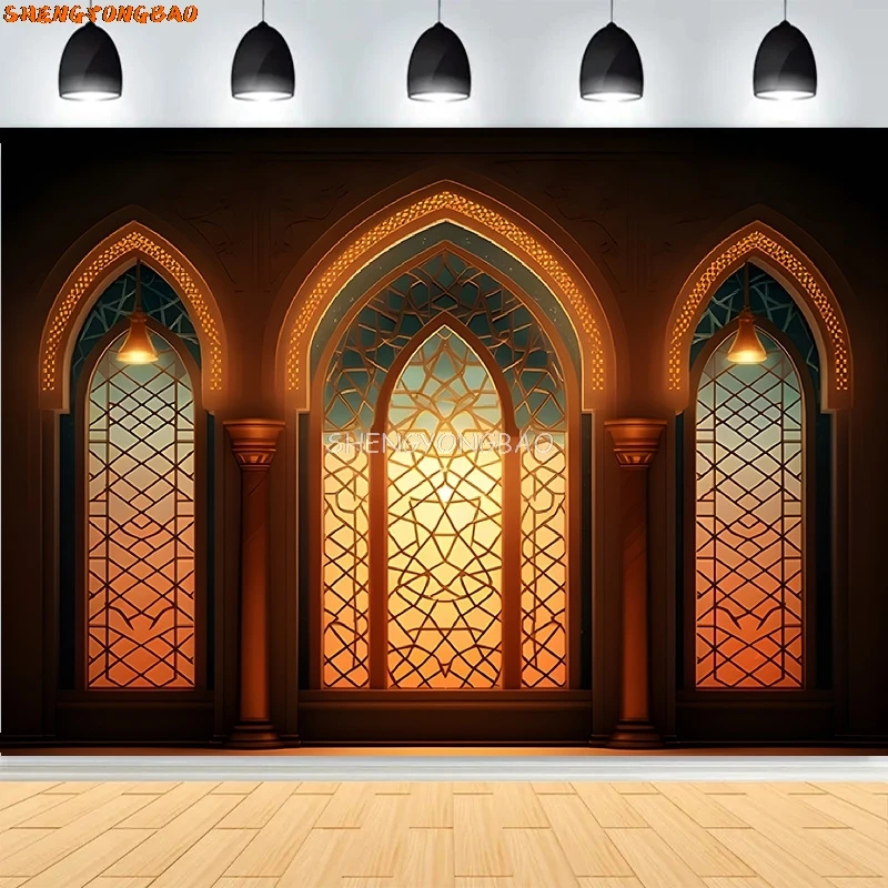 Готическое окно, закат, собор, архитектура, интерьерная фотография, фоны, марокко, арабский дворец, Рамадан, фотофон ZY-01