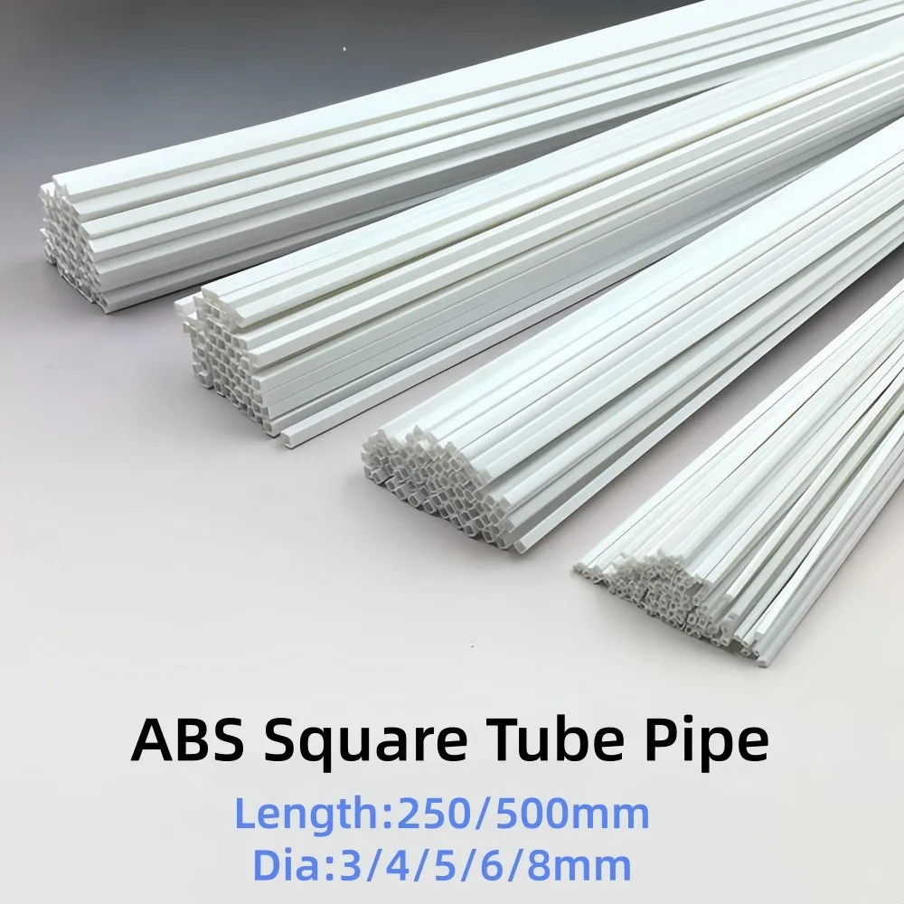 5Pc ABS Hollow Square Plastic Tube 3x3mm~10x10mm Plastic Square Pipe Length 250mm 500mm DIY Model Making Material