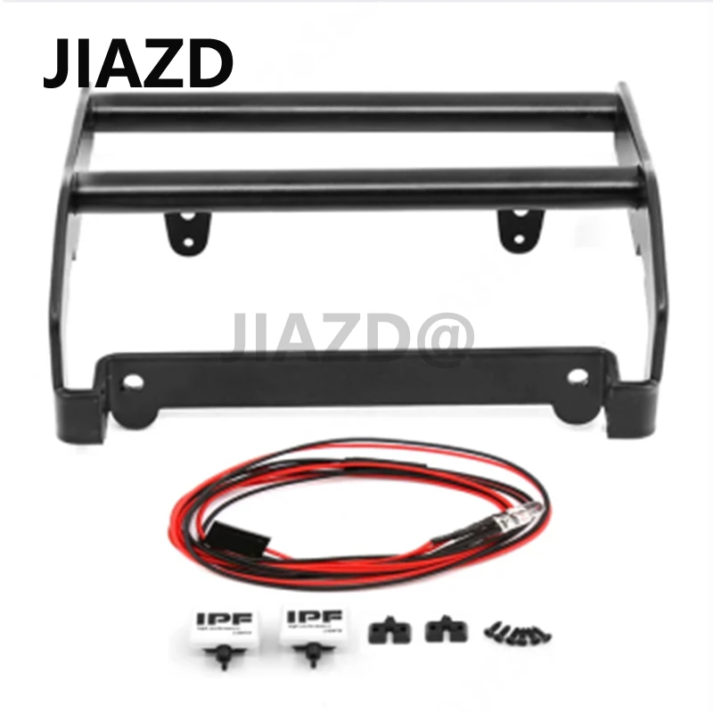 Stainless Steel Anti Collision Front Bumper with LED Light for TRX-4 TRX-4 Ford Bronco 1/10 RC Crawler Car Parts W23