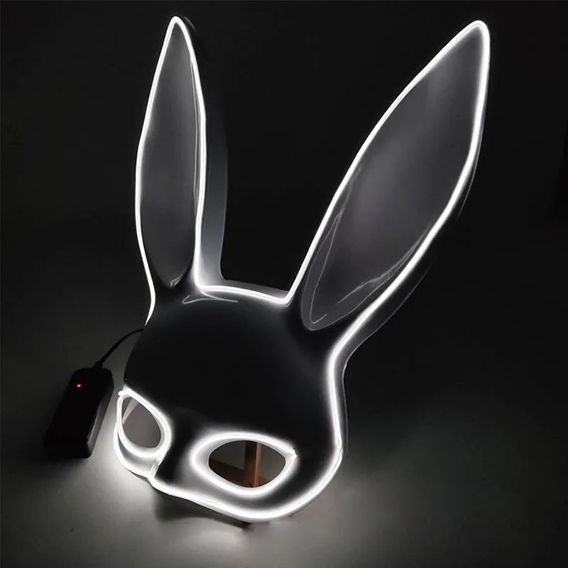 

Halloween Glowing Funny Long Ears Rabbit Mask Sexy Bunny LED Mask Neon Light Mask