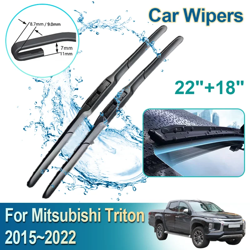 

Стеклоочистители переднего окна автомобиля, безрамные резиновые стеклоочистители, очистка снега, автомобильные аксессуары для Mitsubishi Triton L200 2015 ~ 2022 2016 2017 2018