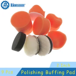 2 Inch 50mm Polishing Buffing Pad Sponge Polishing Pad Kit 9 Pcs with Wool Polishing Pad for Car Polisher Abrasive Tools