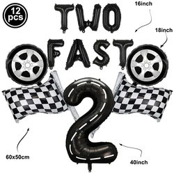 Two Fast 2 Number Balloon 40inch Racetrack Number Ballon Boys Two Fast 1-9nd Birthday Wheels Race Car Theme Party Decor Supplies