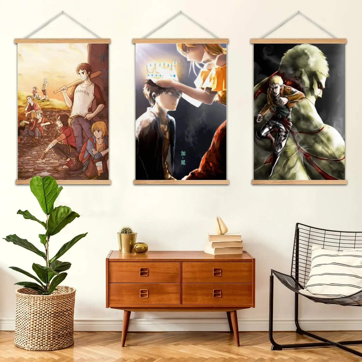 eren anime cartoon Framed Wall Painting Canvas Art Poster, Wall Art  Modern Family Bedroom Decor Posters,Decorative painting