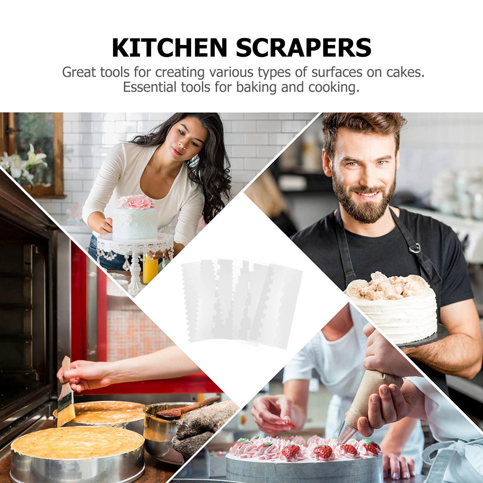 

6Pcs Transparent Acrylic Cake Scrapers Flexible Kitchen Baking Tools Food Safe Cake Decorating Supplies Baking Scrapers