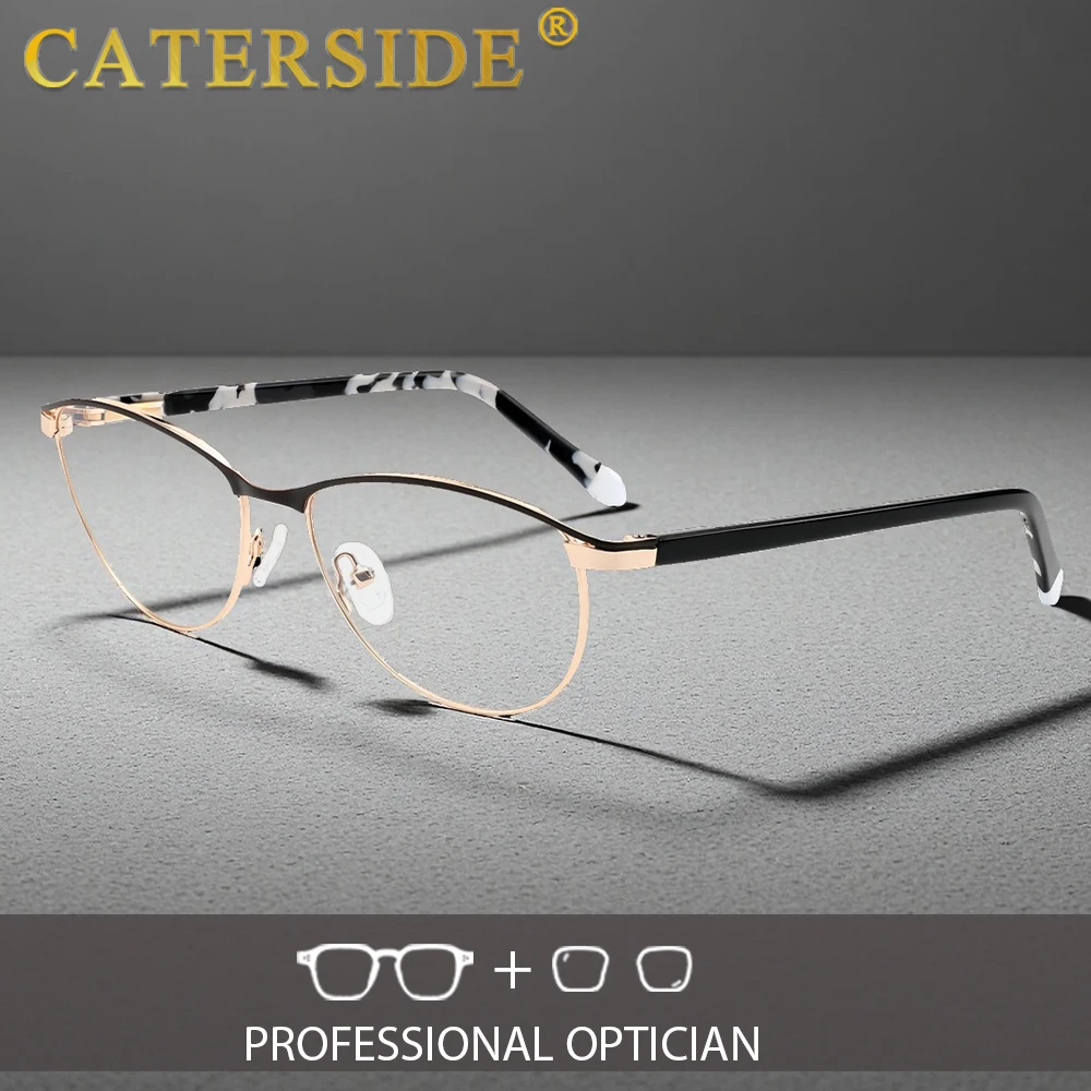 

CATERSIDE модные женские маленькие оптические очки мужские индивидуальные очки по рецепту маленькая металлическая оправа пружинные шарнирные очки