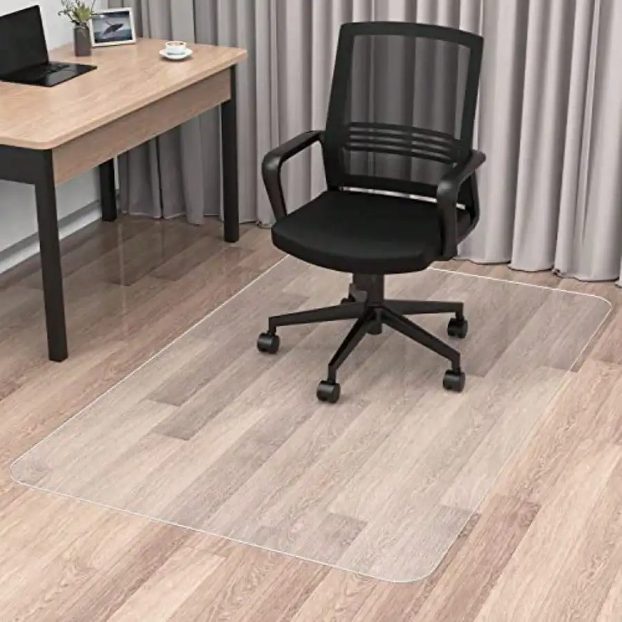 

Office Chair Mat for Hard Wood Floor Sturdy Plastic Protector Floor Mat for Office Chair Rectangle Transparent PVC Computer H